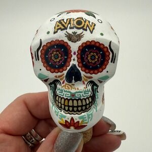 Avion Tequila Sugar Skull Cork Stopper Bottle Decor Day of the Dead‎ Set of 4